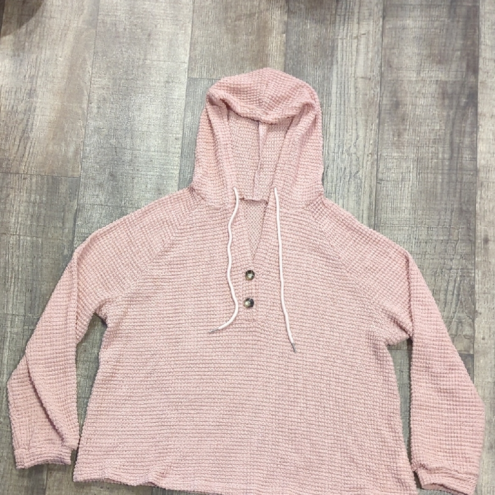 Waffle Knit Pink Hoodie